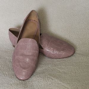 LOFT Croc-Embossed Patent Leather Loafers in Dusty Mauve